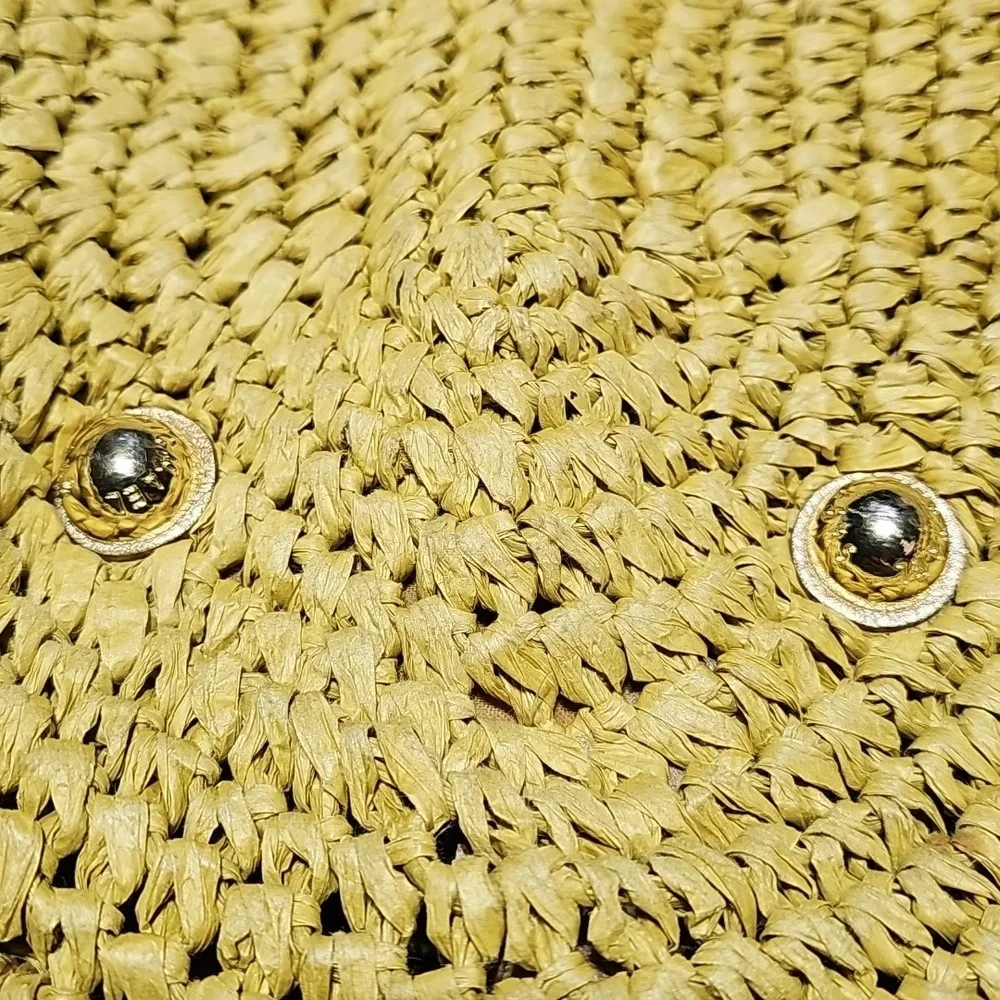 Michael Kors Medium Leather Trimmed Raffia Tote